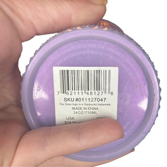 STARBUCKS Venti 24oz Tumbler Cup Iridescent Icy White Lilac Studded Durian NWT - Picture 6 of 8